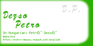 dezso petro business card